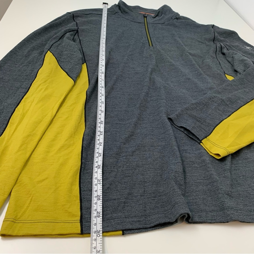 Smartwool Base Layer Long Sleeves Shirt 1/4 Zip Merino Sport 150 XL Gray Yellow - Picture 7 of 15
